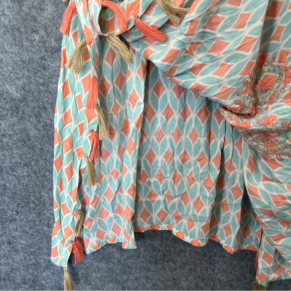 SKEMO Kaftan Dress Beach Cover Up Fringe Beads Embroidered Size Small - Picture 12 of 14